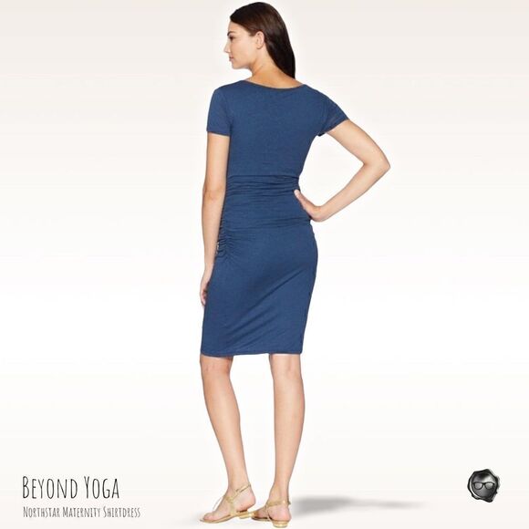 BEYOND THE BUMP BEYOND YOGA MATERNITY NORTHSTAR SHIRT DRESS IN OUTLAW NAVY BLUE - Picture 3 of 14